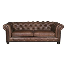 Chaplin 2 Seater Traditional Vintage Styled Chesterfield Tan Aniline Leather