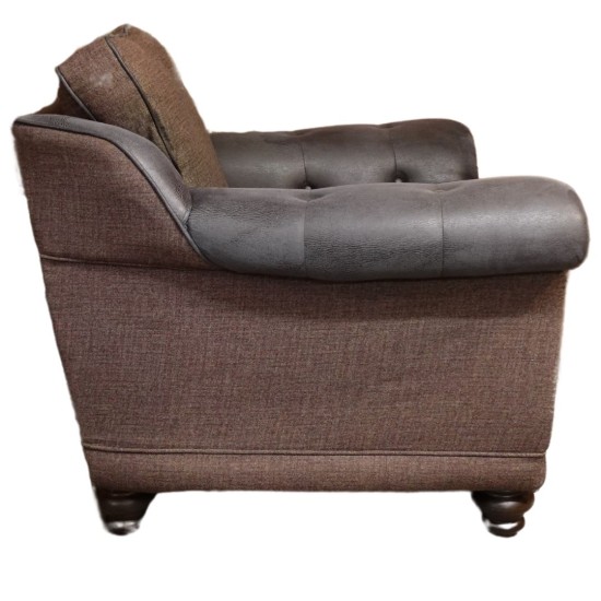 Vintage Stag Tweed and Leather Armchair 