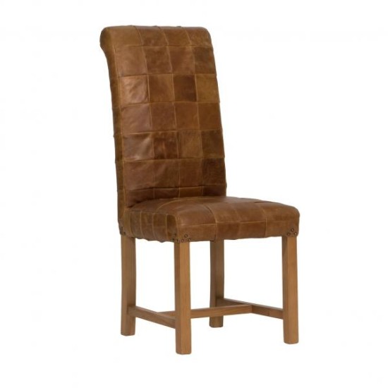 Cora Patchwork Leather Dining Chair 