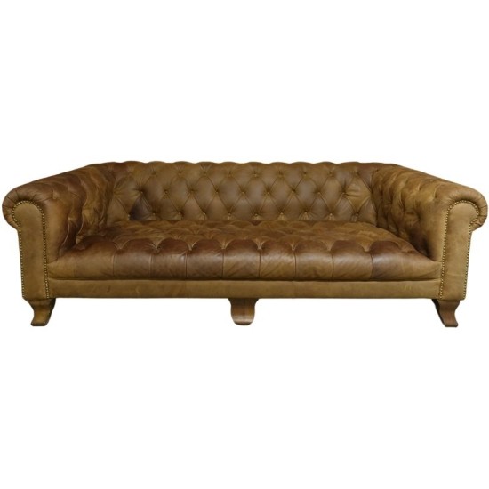 Classic Chesterfield Leather 4 Seater Vintage Sofa  