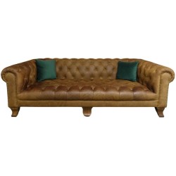 Classic Chesterfield Leather 4 Seater Vintage Sofa  