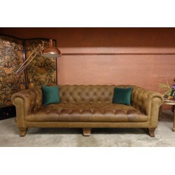 Classic Chesterfield Leather 4 Seater Vintage Sofa  