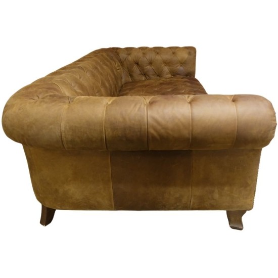 Classic Chesterfield Leather 4 Seater Vintage Sofa  