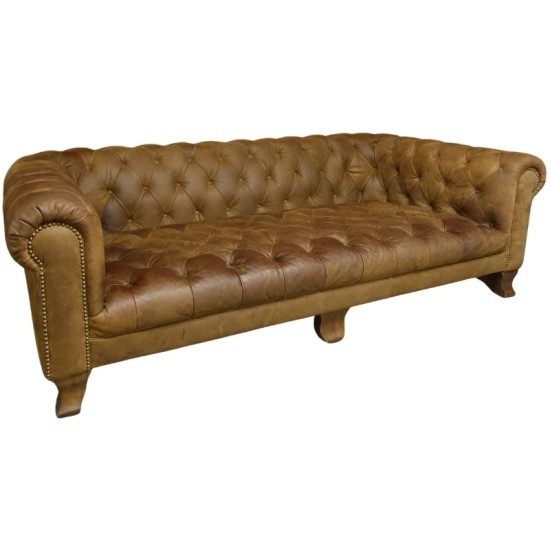 Classic Chesterfield Leather 4 Seater Vintage Sofa  