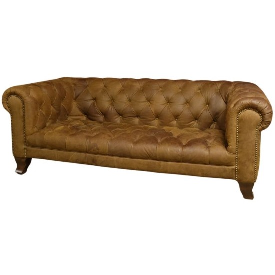 Classic Chesterfield Leather 3 Seater Vintage Sofa  