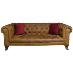 Classic Chesterfield Leather 3 Seater Vintage Sofa  