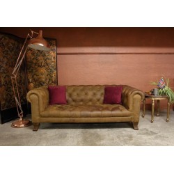 Classic Chesterfield Leather 3 Seater Vintage Sofa  