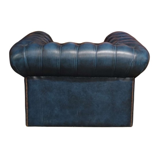 Navy Leather Chesterfield Armchair