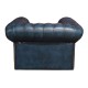 Navy Leather Chesterfield Armchair