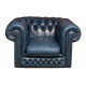 Navy Leather Chesterfield Armchair