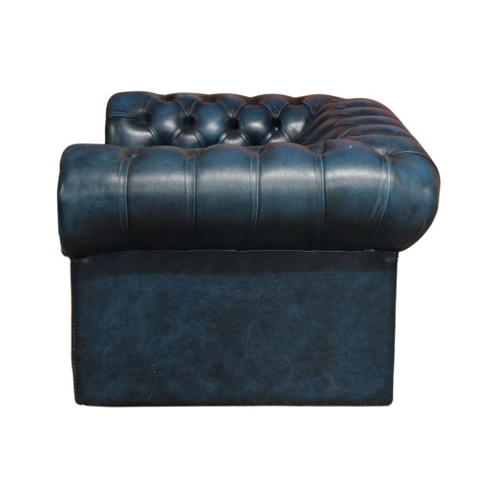 Navy Leather Chesterfield Armchair