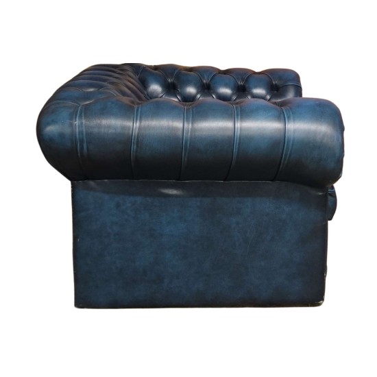 Navy Leather Chesterfield Armchair