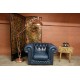 Navy Leather Chesterfield Armchair