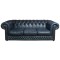 Rare Blue Leather Chesterfield 3 Seater Sofa