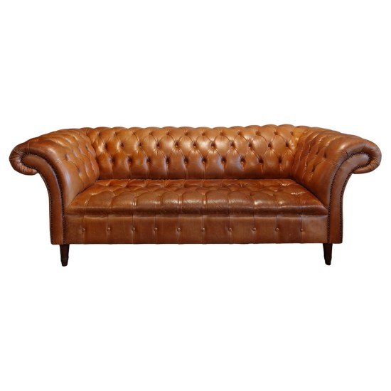 Vintage Classic Chesterfield Tan Leather Sofa