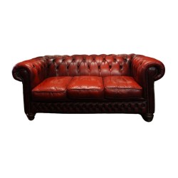 Oxblood Chesterfield 3 Seater Leather Sofa