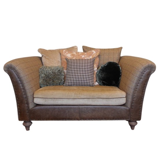 Vintage Harris Tweed Leather Snuggle Sofa