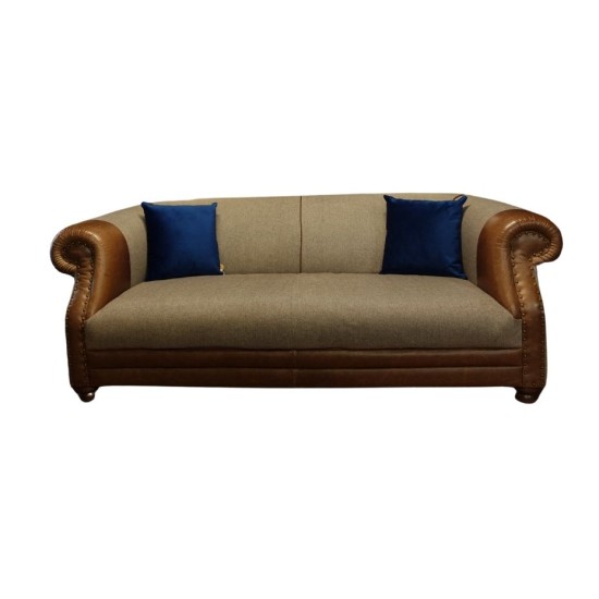 Tweed & Leather 3 Seater