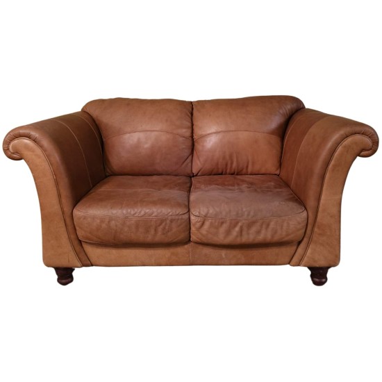 Tan Leather 2 Seater Sofa