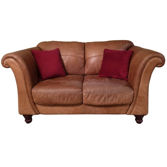 Tan Leather 2 Seater Sofa