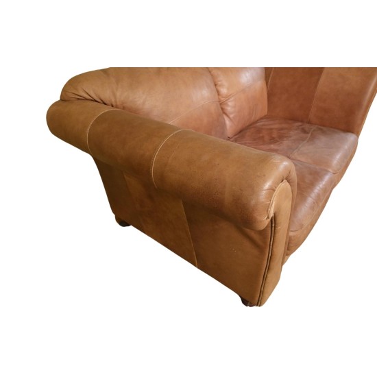 Tan Leather 2 Seater Sofa