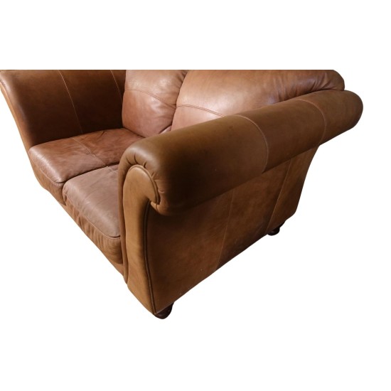 Tan Leather 2 Seater Sofa