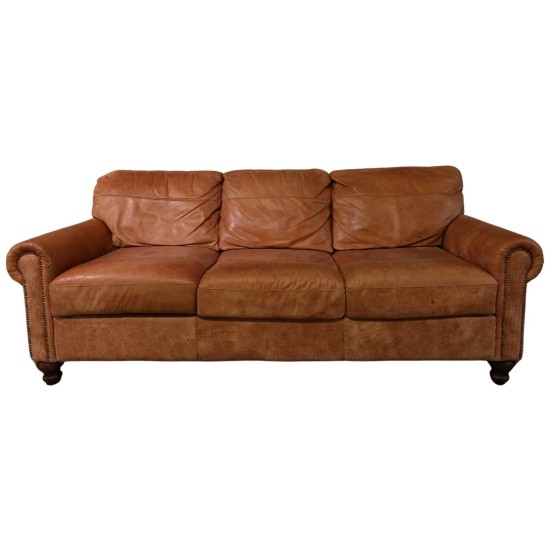 Tan Leather 3 Seater Sofa