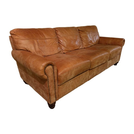 Tan Leather 3 Seater Sofa